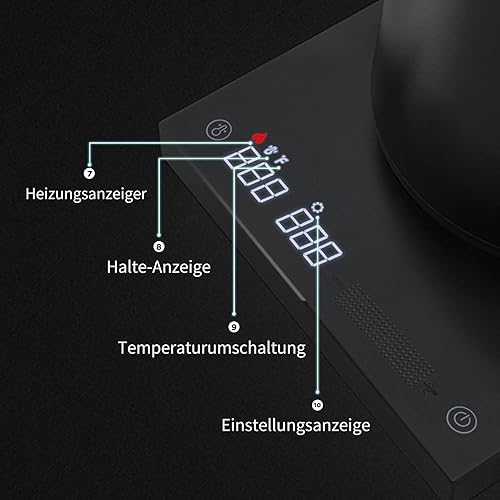 TIMEMORE Bouilloire en acier inoxydable à col de cygne, Fish Smart Coffee Electric Kettle 600ML Avec réglage de la température pour Coffee Tea Brewing, Home Edition Black, 192s Rapide à 88°C - Nail Gallerys