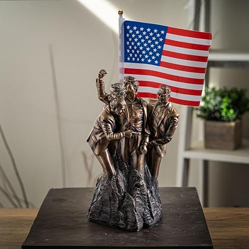 Pacific Giftware Figurine en résine Trump Fight - Finition Bronze détaillée représentant Un Moment emblématique à Collectionner avec Drapeau américain - Statue Patriotique Trump pour décoration - Nail Gallerys