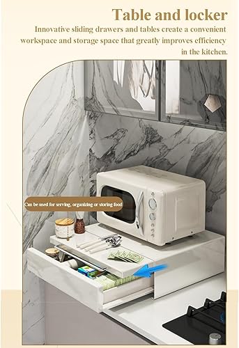 Support pour Micro-ondes de Comptoir, Support pour Micro-ondes avec Tiroirs Coulissants Et Poignée, Etagères Coulissantes pour Rangement de Cuisine Rangement de Salle de Bain Rangement de Meuble-lavab - Nail Gallerys