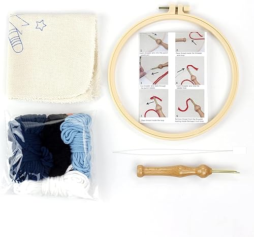 Hancool Kit de broderie pour enfants et adultes débutants - Instructions de découpe pour aiguilles à broder - Fils à motif, cercles à broder et outils d'enfile-aiguille inclus (renard) - Nail Gallerys