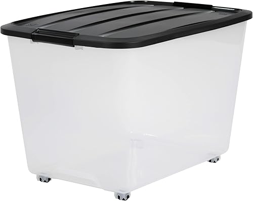 Iris Ohyama, Boîtes de rangement plastique de 70L, Lot de 4, Sans BPA,TBR-70, Noir, Clips de fermeture- L68 x P39 x H38 cm - Nail Gallerys