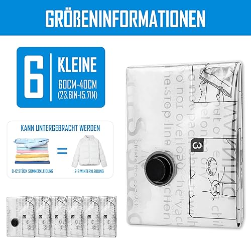 Lot de 7 sacs sous vide pour vêtements (60 x 40 cm) - Pour le rangement et l'organisation des vêtements - Sacs sous vide réutilisables pour couettes, literie, coussins, essentiels de voyage - Nail Gallerys
