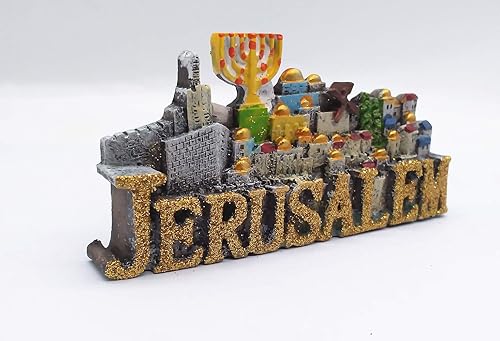 Aimant de réfrigérateur en 3D représentant la ville sacrée de Jérusalem - Cadeau souvenir de voyage - Décoration de maison ou de cuisine - Nail Gallerys