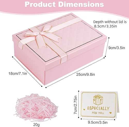 Boîte cadeau avec couvercle et ruban délicat - Profondeur : 9 cm - Grande boîte cadeau pour festival, cadeau d'anniversaire, Saint-Valentin, anniversaire, mariage (rose) - Nail Gallerys