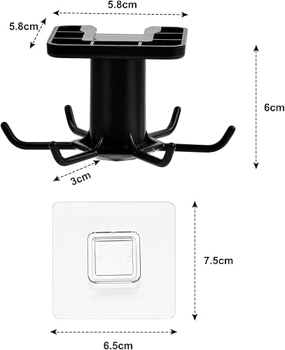 Daelesr 2 Pièces Support Crochet pour Ustensiles de Cuisine Rotation à 360° avec 6 Crochets, Sans Perçage Crochet de Rangement Organiseur, Auto-Adhésif Porte Ustensiles pour Cuisine, Bains, Maison - Nail Gallerys