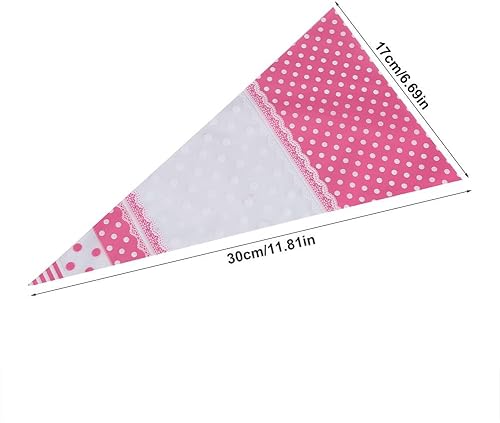 50 Cone Candy Popcorn Bags,Sac Plastique Pochette Bonbons avec 50pcs Rubans pour Mariage Biscuits Sucette Chocolat Friandise Sucreries Sacs de Cadeaux Anniversaire - Nail Gallerys