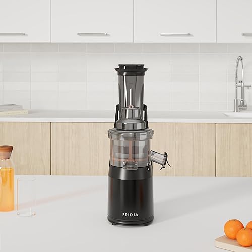Jus de Fruits et Légumes à Mastication Lente, Slow Juicer, Jus Frais et Santé, Sorbet, Crème Glacée, Bouche 75 mm, sans BPA, 240 Watts, Pression à Froid, Acier Inoxydable Noir Fridja f1900 - Nail Gallerys