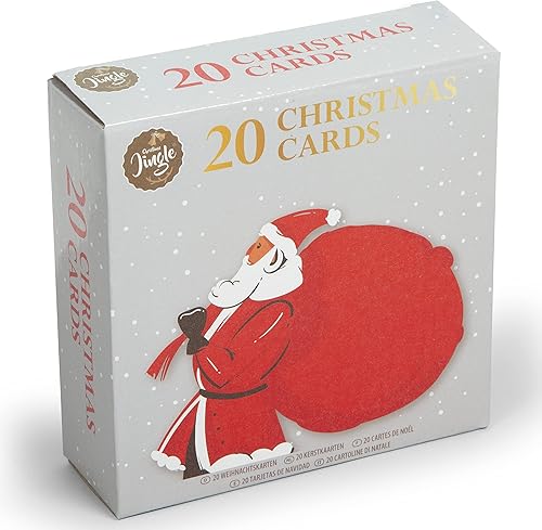 Christmas Jingle Lot de cartes de Noël modernes – Comprend 20 cartes de Noël avec 4 motifs festifs et 20 enveloppes – Lot de cartes de Noël - Nail Gallerys