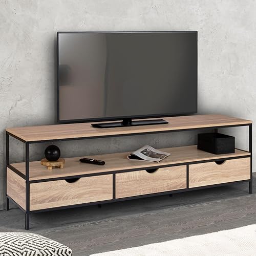 IDMarket - Meuble TV 160 cm Detroit 3 tiroirs Design Industriel - Nail Gallerys