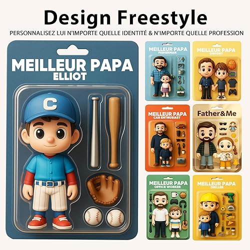 Cadeau de fête des pères pour Papa - Cadre photo personnalisé avec photo et texte - Cadre photo figurine personnalisée avec accessoires personnalisables - Cadeau Anniversaire Femme Homme Grands-pères - Nail Gallerys
