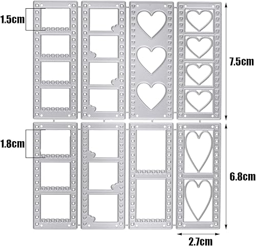 8pcs Matrices de Découpe Scrapbooking Dies Cutting Cœur Cadre de Photo Pochoirs Ensemble de Matrices Bricolage Album en Métal Décoration pour Artisanat Fête Anniversaire Saint Valentin - Nail Gallerys