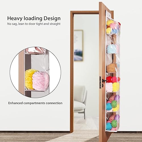 Univivi Rangement transparent au-dessus de la porte, 6 étagères de rangement suspendues, rangement arrière de porte avec 2 grands crochets métalliques pour rangement et organisation étanches de salle - Nail Gallerys