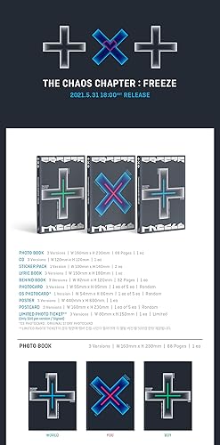 TXT - The Chaos Chapter: FREEZE [World ver.] (The 2nd Album) [Pre Order] CD+Photobook+Folded Poster+Others with Tracking, Extra Decorative Stickers, Photocards - Nail Gallerys
