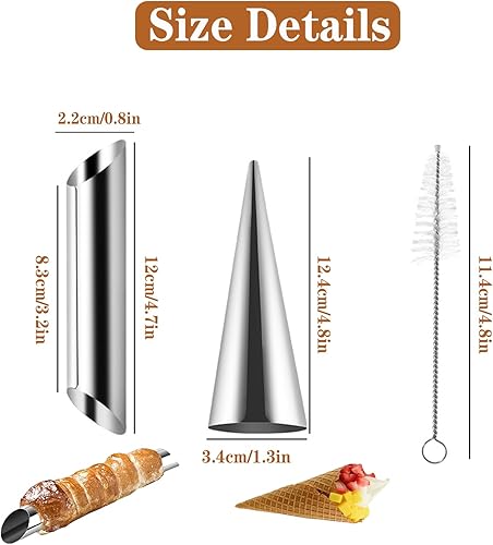 25 PièCes Croissant Moule Cannoli Avec Brosse De Nettoyage Cannoli Tubes Inoxydable Moule Cannoli Patisserie Formes Pour PâTisserie Corne De CrèMe Croissant - Nail Gallerys
