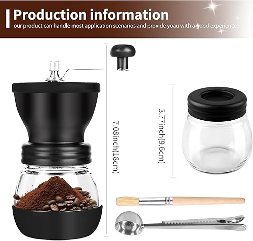 Moulin A Cafe Manuel, Coffee Grinder, Moulin Café Manuel, Moulin À Café Portable Avec Pot De Stockage Et Brosse De Nettoyage, Pour Le Café Expresso, La Maison, Le Bureau, Les Voyages (Noir) - Nail Gallerys