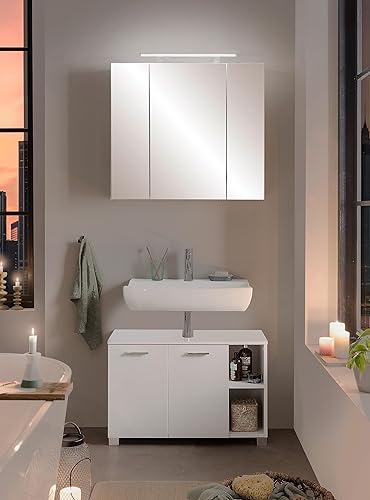 Schildmeyer 125353 Armoire De Toilette avec Miroir, Matériau Dérivé du Bois, Blanc, 80 x 75 x 16 cm - Nail Gallerys