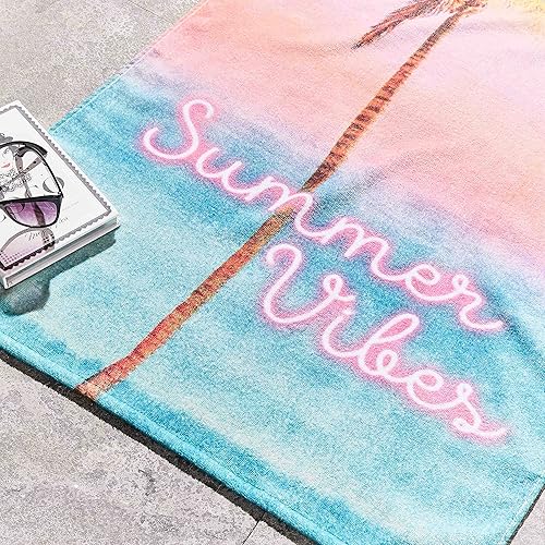 Sassy B Summer Vibes Serviette de Plage en Coton Blanc 76 x 160 cm - Nail Gallerys