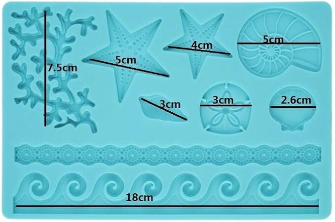 ELINKA Moule à gâteau à thème Mermaid, Mermaid, Coquillages, moules de Fond en Silicone de Corail pour Candy Chocolate sugarcraft Cake Decor, Cupcake Topper, Polymer Clay, Craft - Nail Gallerys