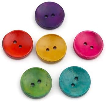 Lot de 50 boutons en bois à 2 trous ronds colorés 20 mm - Nail Gallerys
