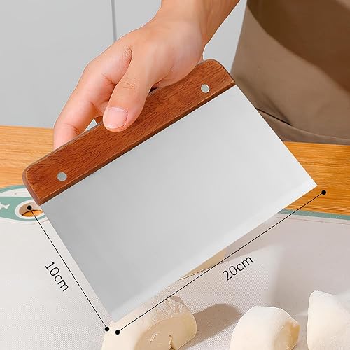 Riceel Spatule à pâte en acier inoxydable de 20 cm - Grande spatule avec manche en bois - Spatule professionnelle pour gâteaux, pizzas, pain et légumes - Surface lisse et facile à nettoyer - Nail Gallerys