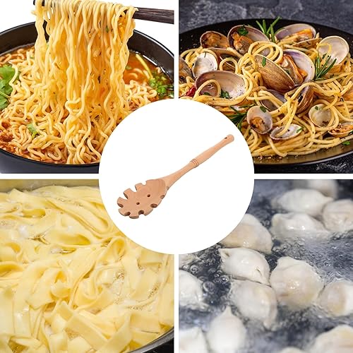 HOLIDYOYO Cuillère à Pâtes Bois Naturel Ustensile De Cuisine Multifonctionnel Pour Nouilles Et Aliments Pratique Et Résistante Chaleur Avec Design Drainage Et Accroche Murale Idéale - Nail Gallerys