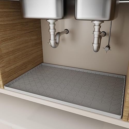 Tapis de protection sous évier de cuisine - En silicone imperméable - Antidérapant - Gris - 2 tailles (71 x 56 x 2 cm) - Nail Gallerys
