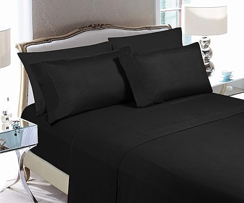 Elegant Comfort Parure de lit 6 pièces Douce, résistante aux Plis et à la décoloration, en Microfibre Douce à Motif Cachemire 1500, Grand lit, Bleu Marine - Nail Gallerys