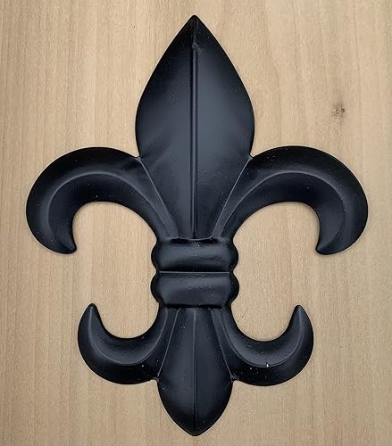 Plaque murale en métal Fleur de Lis avec crochet de suspension Motif floral rustique Toscane Noir 20,3 cm - Nail Gallerys
