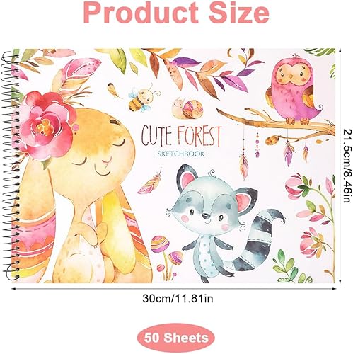 100 Pages/50 Feuilles Carnet de Croquis A4, Carnet de Dessin A4 Papier épais, 110 GSM Cahier Dessin Reliure Spirale, Motifs d'animaux Mignons, pour Marqueurs, Encres Acryliques, Charbon, Encres - Nail Gallerys