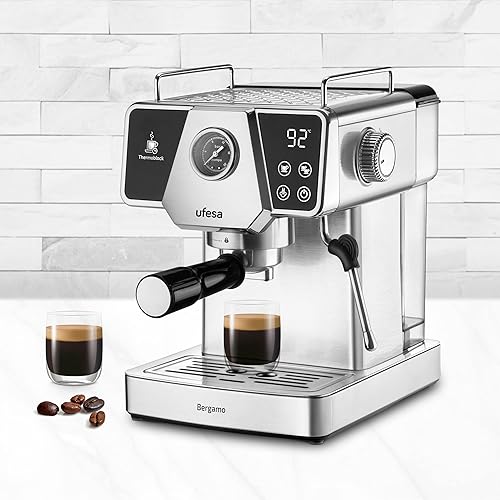 Ufesa Bergamo, Machine à Café Expresso et Capuccino, Écran Tactile, 20Bars, 1350W, Systeme Thermoblock, Vaporisateur Régable, Réservoir 1,8L, - Nail Gallerys