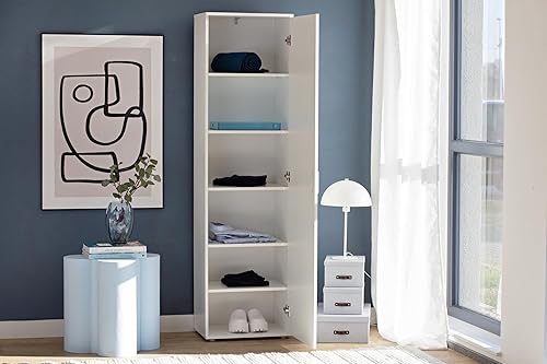 Oggi Carpino Wardrobe Armoire à 2 Portes multifonctionnelle Armoire à 2 Portes Pratique et Solide pour différentes pièces, 184,7x69,2 (HxL) Blanc - Nail Gallerys
