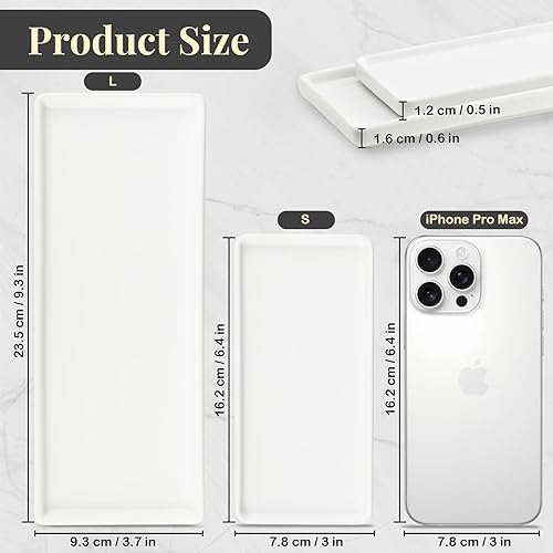 YoHyien Plateau Salle de Bain en Céramique, Organisateur de Plateau Blanc, Plateau Parfum pour Commode, Plateau Decoratif Bougie, Plateau à Bijoux pour Cosmétiques, Savon, Évier de Cuisine (L) - Nail Gallerys