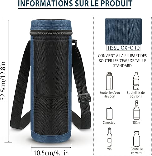 Dreafly Sac Isotherme Bouteille D'eau Avec Poignée et Bandoulière Réglable pour Voyage, Grande Capacité, Matière Souple Pliable Tissu imperméable, Portable pour Vin et Champagne - Nail Gallerys