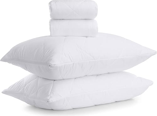 Utopia Bedding - Taies d'oreiller matelassées Respirantes en Microfibre avec Fermeture éclair (Paquet de 2, Blanc) - Nail Gallerys