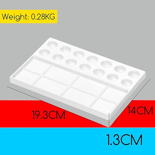 MEEDEN Palette de Peinture Aquarelle en Porcelaine pour Aquarelle, Gouache, mélange de Couleurs, 22 emplacements, rectangulaire, Blanc - Nail Gallerys