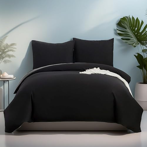 MOHAP 100% Coton Sets de Housse de Couette 220x240 cm Gris Parure de Lit Haut Gamme Plissé Adulte 2 Personnes avec 2 Taies d'oreiller 65x65cm Fermeture Éclair - Nail Gallerys