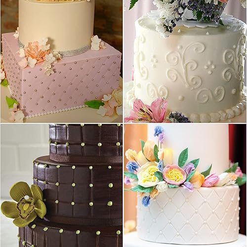 Heveer Tapis de Gâteau Fondant Tapis de Gaufrage Motifs Rotin, Quadrillés pour Décoration de Bordure de Gâteau 30.5x16cm 8 Pièces - Nail Gallerys