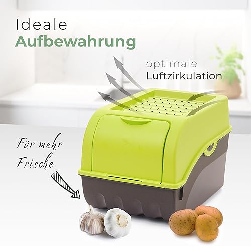 Novaliv Boîte de rangement pour pommes de terre | 2 x grandes 9 l | Vert | Boîte à pommes de terre | Boîte à légumes empilable - Corbeille à pommes de terre - Boîte de conservation des carottes - Nail Gallerys