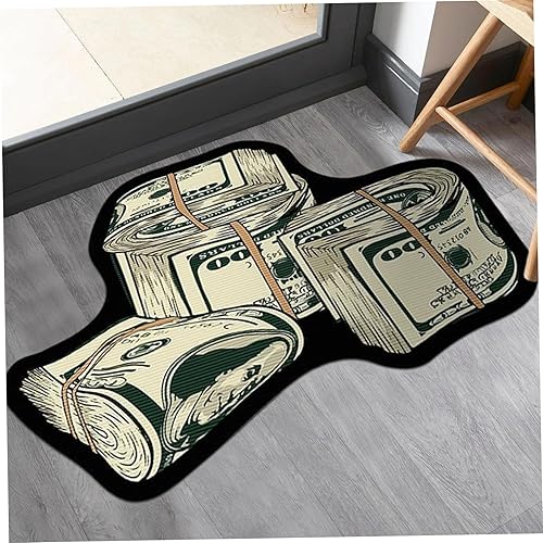 Tapis en argent, 31, 5x20 pouces 100 dollars de billets de billets, tapis monétaire en velours en cristal avec fond non glissé, unique et créatif forme irrégulière pour le salon, salle jeux, cha - Nail Gallerys