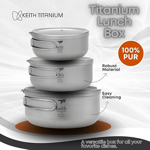 Keith Titanium Lunch Box – Boîte à déjeuner adulte légère et durable pour hommes et femmes – Idéale pour le travail, l'école, les activités de plein air avec sac de rangement en maille 800 ml - Nail Gallerys