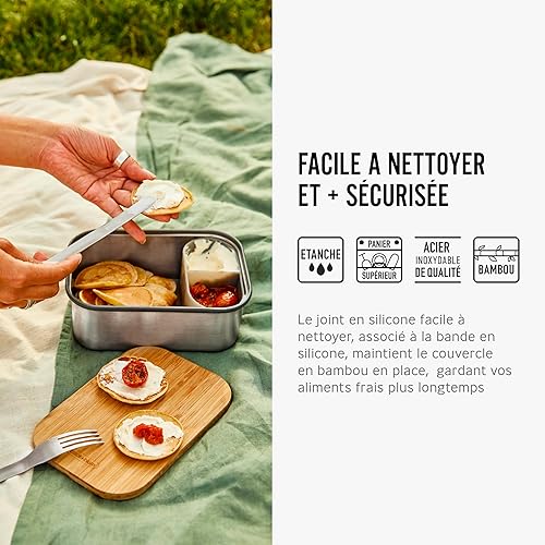 BLACK + BLUM BAM-SB, Acier inoxydable, bambou et silicone, vert olive, Taille L - Nail Gallerys