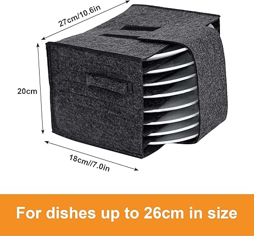 Porte-Assiettes en Feutre avec 8 Compartiments,Organiseur Pratique pour Camping-car, Cuisine, Armoires Tiroir,Rangement Ordonné d'Assiettes pour Pique-Nique, Voyage et Fête - 27 * 20 * 18 cm (Gris) - Nail Gallerys