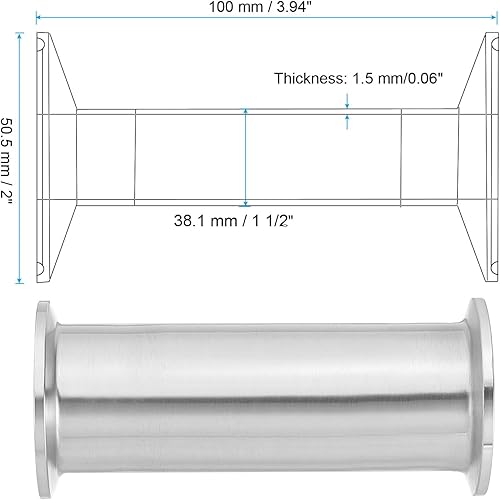 PATIKIL 1 1/2 Pouce OD Tube à Trois Pinces, Tube à Bobine à Triple Pince avec 2 Pouce Embouts de Tuyau d'Échappement Bride de Tube en Acier Inoxydable 304, 100mm L - Nail Gallerys