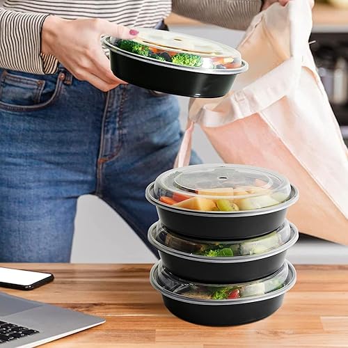 AMD Nexus Lot de 10 boîtes rondes en plastique pour la préparation des repas, 473,6 g, réutilisables sans BPA avec couvercles hermétiques, passent au micro-ondes, au congélateur et au lave-vaisselle - Nail Gallerys