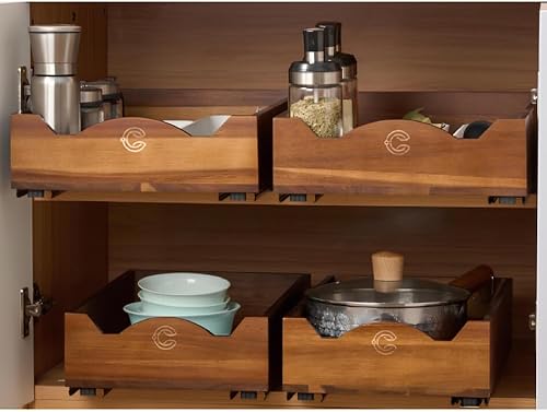 Cuizinex® - Tiroir Coulissant Cuisine en Bois Certifié FSC- Rangement sous Evier Fixation sans Percage - Tiroirs pour Armoire de Rangement - Casiers, étagères et Tiroirs pour Organisateur Tiroir-30cm - Nail Gallerys