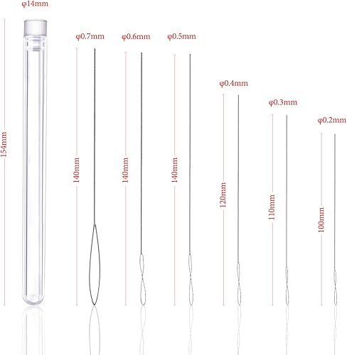 Hentek 6 Pièces Aiguille Perle, Perles Kit D'outils Aiguilles à Gros Œil - 6 Taille - Nail Gallerys
