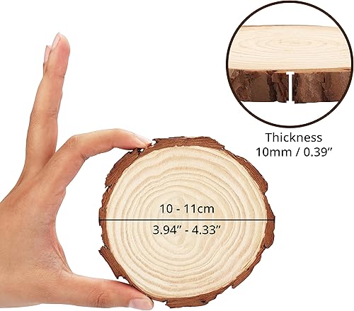 Kurtzy Disques de Bois Brut Naturel (20 Pcs) - Tranche de Bois Diamètre 10-11 cm Épaisseur 10 mm, Rondin de Bois Non Fini Rustique avec Écorce pour Loisirs Créatifs, Décorations, Noël et Sous Verre - Nail Gallerys