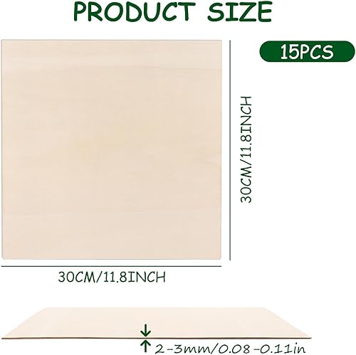 WOPPLXY Lot de 15 Balsa, 300 x 300 x 2-3 mm Feuille de Bois, Planche Bois Brut en Bois de Peuplier pour Peinture, Maquette, Projet de Bricolage - Nail Gallerys