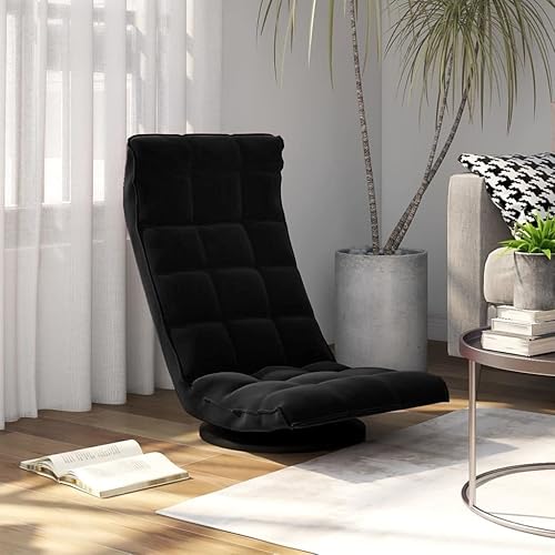 vidaXL Chaise de Sol Pivotante Siège de Sol Meuble de Salon Meuble de Salle de Séjour Chaise de Chambre à Coucher Maison Intérieur Noir Velours - Nail Gallerys