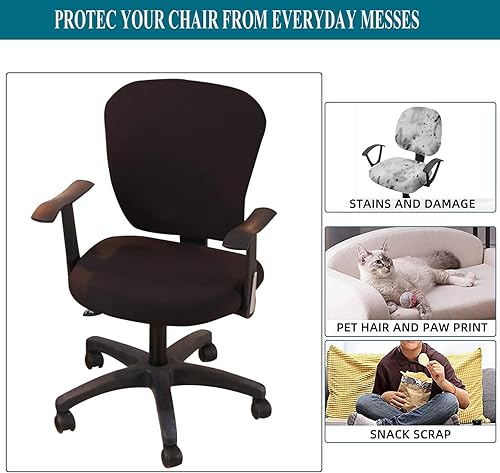 SHILINTONG Housse de Chaise de Bureau Extensible 2 pièces Housse de Chaise d'ordinateur élastique Universelle, Tissu Spandex Lavable pour chaises pivotantes de Direction (Design sans Bras) - Nail Gallerys